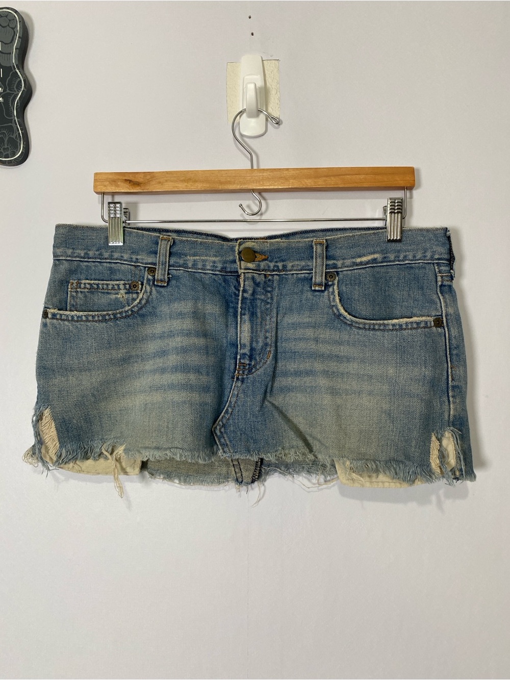 Vintage Abercrombie & Fitch Mini Short Denim Skirt Size 6 Cotton Distress Y2k
